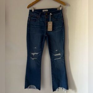 NWT Madewell Cali Demi Boot Distressed Jeans Sz 28 Raw Hem Button Fly New
